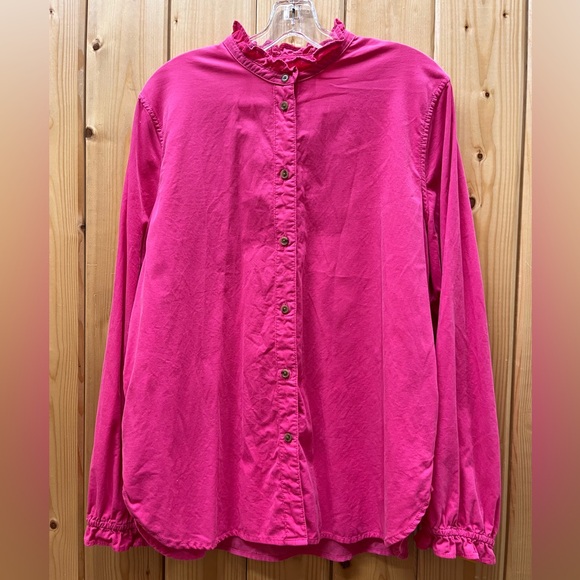 J. Crew Classic Fit Ruffle Button Down Pink Corduroy Shirt 16 XL - Picture 2 of 7